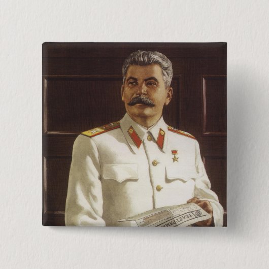 Stalin Vierkante Button 5,1 Cm (Voorkant)