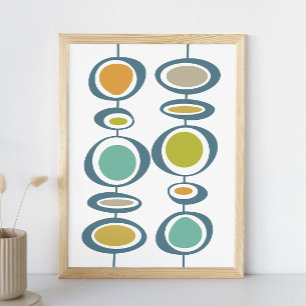 Stalk Circles Mid Century Modern Styn Poster