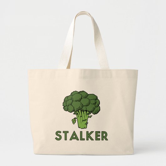 STALKER Funny Broccoli Fun Humor Pun Grote Tote Bag (Voorkant)