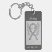 Stalking Awareness Ribbon Guardian Angel Keychain (Voorkant Links)