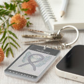 Stalking Awareness Ribbon Guardian Angel Keychain (Voorkant Rechts)