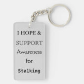 Stalking Awareness Ribbon Guardian Angel Keychain (achterkant)