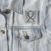Stalking Awareness Ribbon Silver Angel Art Buttonn Vierkante Button 5,1 Cm (In situ)