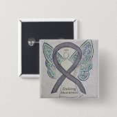 Stalking Awareness Ribbon Silver Angel Art Buttonn Vierkante Button 5,1 Cm (Voorkant /achterkant)