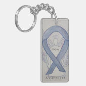 Stalking Awareness Ribbon Silver Angel Sleutelhang Sleutelhanger (Voorkant Links)