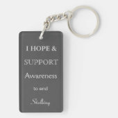 Stalking Awareness Ribbon Silver Angel Sleutelhang Sleutelhanger (achterkant)