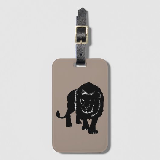 Stalking Lion - Silhouette - Voeg uw kleur toe Bagagelabel (Voorkant (verticaal))