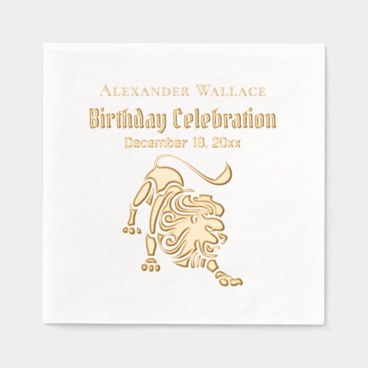 Stalking Lion verjaardagsfeest naamdatum Folie Servetten (Voorkant)