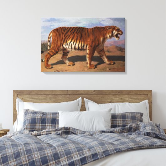 Stalking Tiger (door Rosa Bonheur) Canvas Afdruk (Insitu (Slaapkamer))