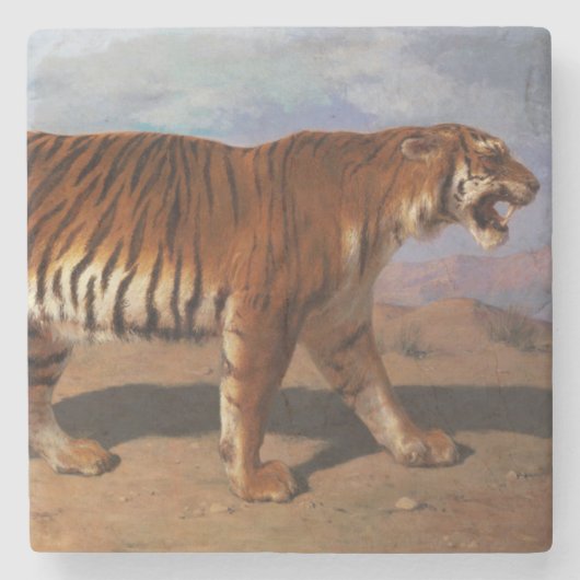 Stalking Tiger (door Rosa Bonheur) Stenen Onderzetter (Voorkant)