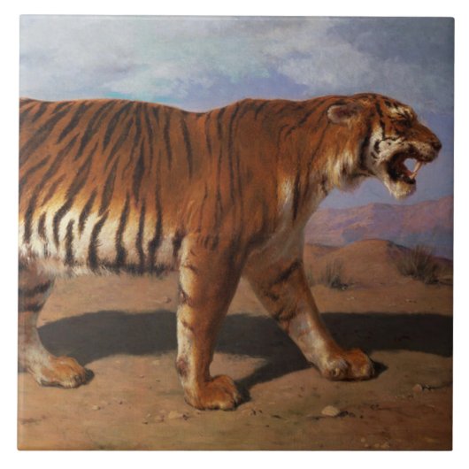 Stalking Tiger (door Rosa Bonheur) Tegeltje (Voorkant)