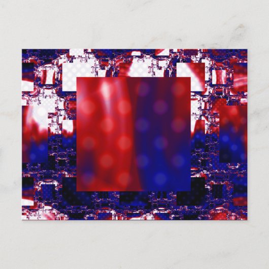 Stalling | Rood- en blauw fractal art Briefkaart (Voorkant)