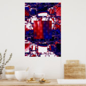 Stalling | Rood- en blauw fractal art Poster (Keuken)