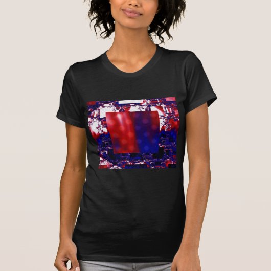 Stalling | Rood- en blauw fractal art T-shirt (Voorkant)