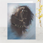Stallion Portrait - Wenskaart Kaart (Gele Bloem)