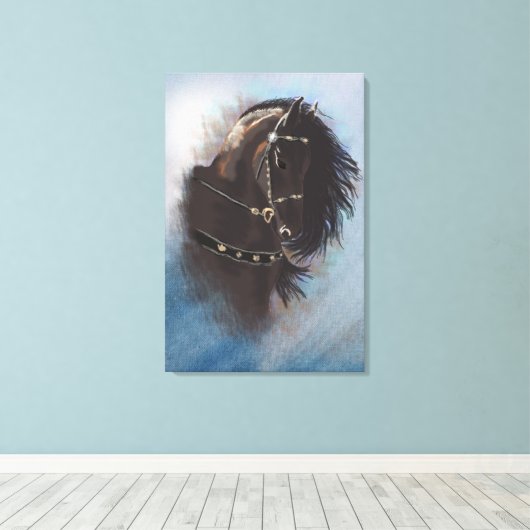 Stallion Portrait - Wrapped Canvas (Insitu (Houten vloer))