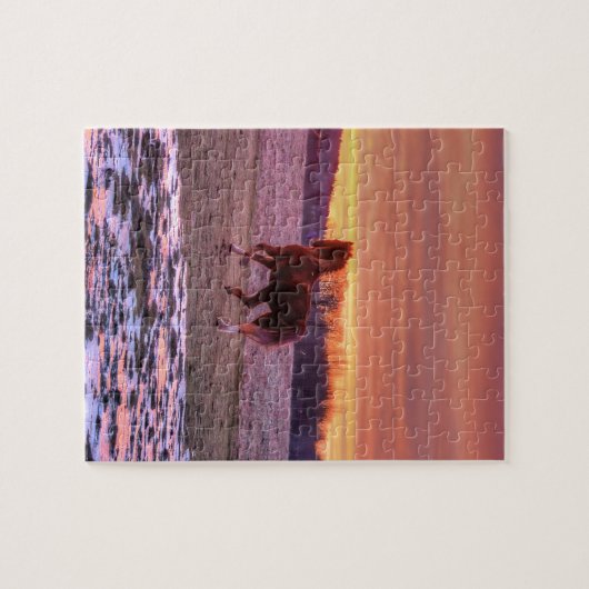 Stallion Running Home op Sunset on Ranch Legpuzzel (Horizontaal)
