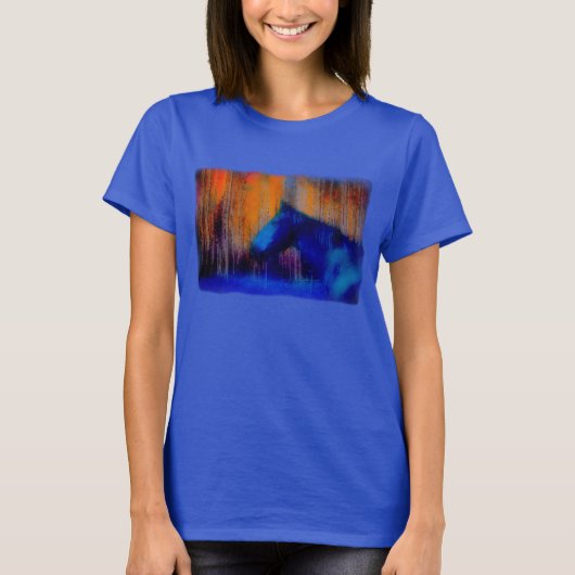 Stallion & Trees Fantasy Horse Modern Art T-shirt (Voorkant)