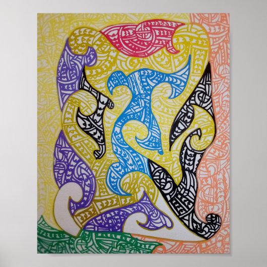 Stam2 Maori-kunst van Roger R Whiteside Poster (Voorkant)