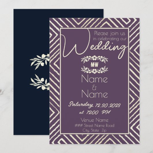 Stam Afrikaanse pruim paarse bruiloft Kaart (Voorkant / Achterkant)