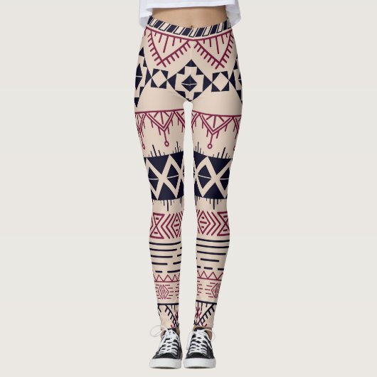  stam Azteekse achtergrond, etnisch patroon. Leggings (Voorkant)
