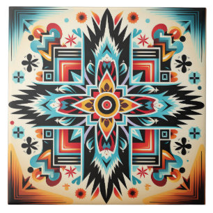 Stam Azteekse patroon geometrisch abstract kleurri Tegeltje