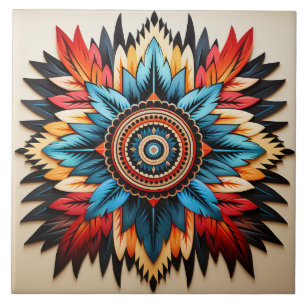 Stam Azteekse patroon geometrisch abstract kleurri Tegeltje