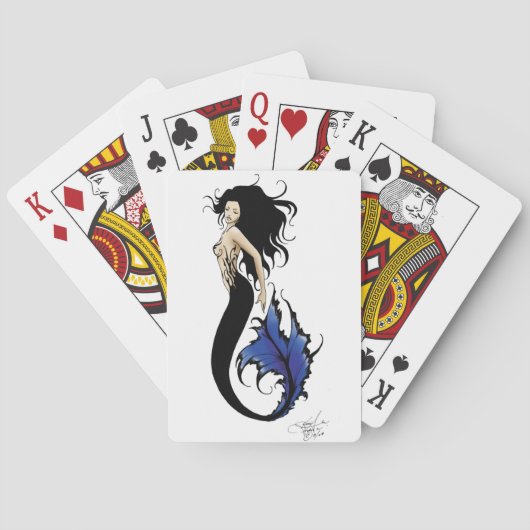 Stam Blue Zeemeermin Elegante Fantasy Sirene Pokerkaarten (Achterkant)