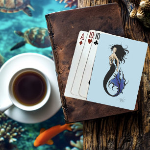 Stam Blue Zeemeermin Elegante Fantasy Sirene Pokerkaarten