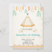 Stam boho tipi verjaardagsfeest uitnodiging (Voorkant)