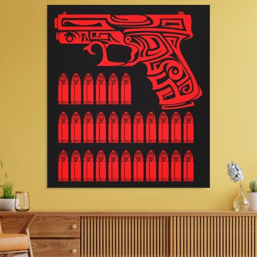 Stam-illustratie van een wapen canvas afdruk (Insitu (Woonkamer))