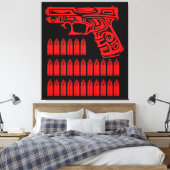 Stam-illustratie van een wapen canvas afdruk (Insitu (Slaapkamer))