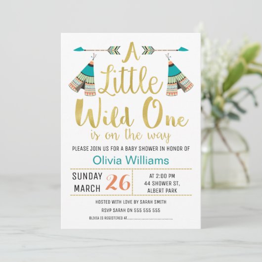 Stam Kleine Baby Uitnodiging voor Baby Shower Nep  (Staand voorkant)