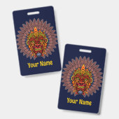 Stam Krijger Koning Ritueel Masker Badge (Voor- en achterkant)