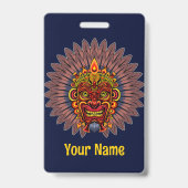 Stam Krijger Koning Ritueel Masker Badge (Achterkant)