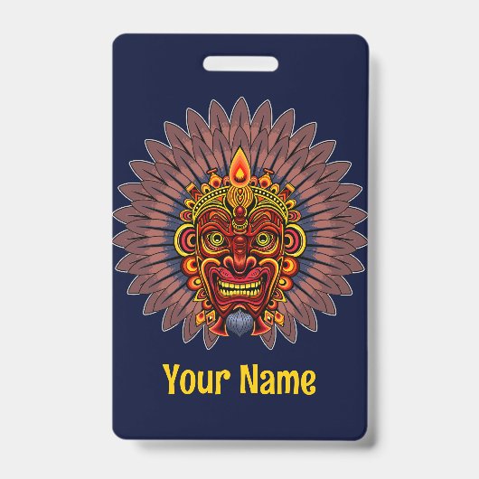 Stam Krijger Koning Ritueel Masker Badge (Voorzijde)