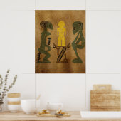 stam krijger ritueel scène rotstekening poster (Keuken)