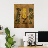 stam krijger ritueel scène rotstekening poster (Thuiskantoor)