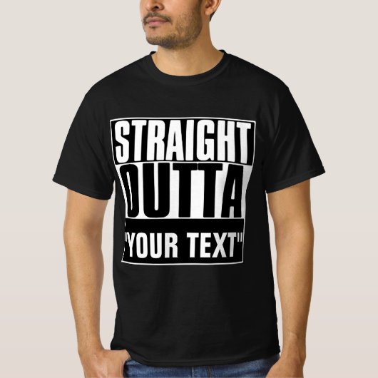STAM OUTTA "JOUW TEKST" T-SHIRT (Voorkant)