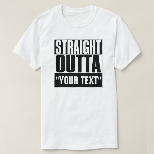 STAM OUTTA "JOUW TEKST" T-SHIRT (Design voorkant)