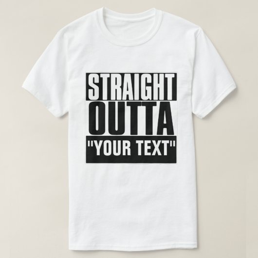 STAM OUTTA "JOUW TEKST" T-SHIRT (Design voorkant)