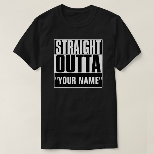 STAM OUTTA "JOUW TEKST" T-SHIRT (Design voorkant)
