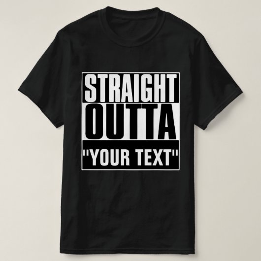 STAM OUTTA "JOUW TEKST" T-SHIRT (Design voorkant)