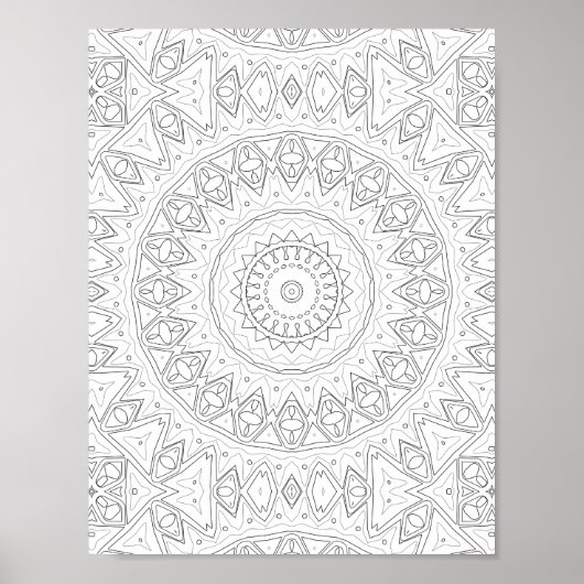Stam Pijl Mandala Kleurplaat Intricate Kunst Poster (Voorkant)