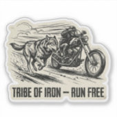 Stam van IJzer Rent Vrij Wolf Sticker (Voorkant)