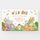 Stam Wilde Eén Bos Safari Verjaardagsfeestje Spandoek (Horizontaal)