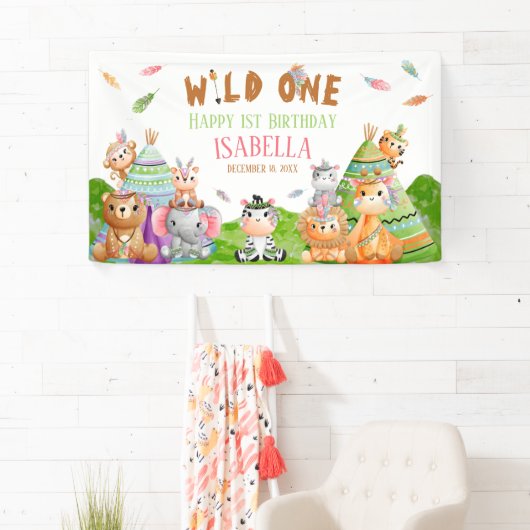 Stam Wilde Eén Houtland Safari Verjaardagsfeestje Spandoek (Insitu)