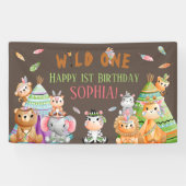 Stam Wilde Eén Safari Bos Geboortendag Feestje Spandoek (Horizontaal)