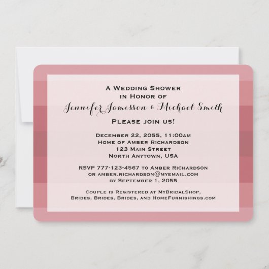 Stamband Roos Stripe bruiloft Kaart (Achterkant)