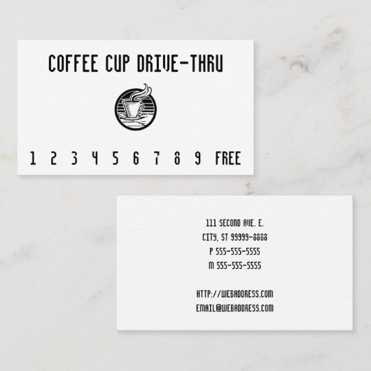 Stambeker in HandPunchcard Klantenkaartje (Voorkant / Achterkant)